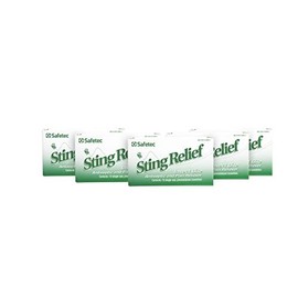 Safetec Sting Relief Wipes 10ct Box (5 Pack of 10ct Wipes - 50 Sting Wipes) for Insect Bites & Stings