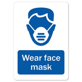 SignMission (COVID-19) - Wear Face Mask | Vinyl Decal | Protect Your Business, Municipality, Home & Colleagues | Made in The USA, 5" X 3.5" Decal Set of 10 (OS-NS-D-35-25581-10PK)