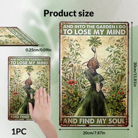 Vintage Metal Tin Sign Gardening Retro Fun Metal Tin Sign Hippie Girl Poster Vintage Sign Wall Decor I Go to Lose My Mind and Find My Soul for Home Bar Club Coffee Wall Decor (20cmx30cm)