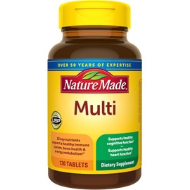 Nature Made Multivitamin Tablets with Iron, Multivitamin for Women and Men for Daily Nutritional Support, Nature Made Multi Vitamins for Adults, 130 Tablets, 130 Day Supply