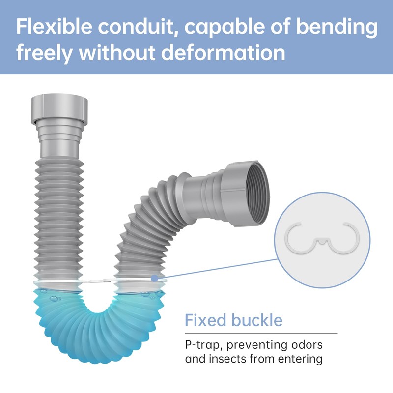 Oblectatio 2 Packs Expandable Flexible P-Trap Pipe Kit (1 1/2"