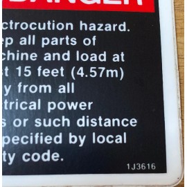 Link-Belt Danger Electrocution Hazard Decal 2.5”x 4.74” Link-belt 1J3616 Sticker Label