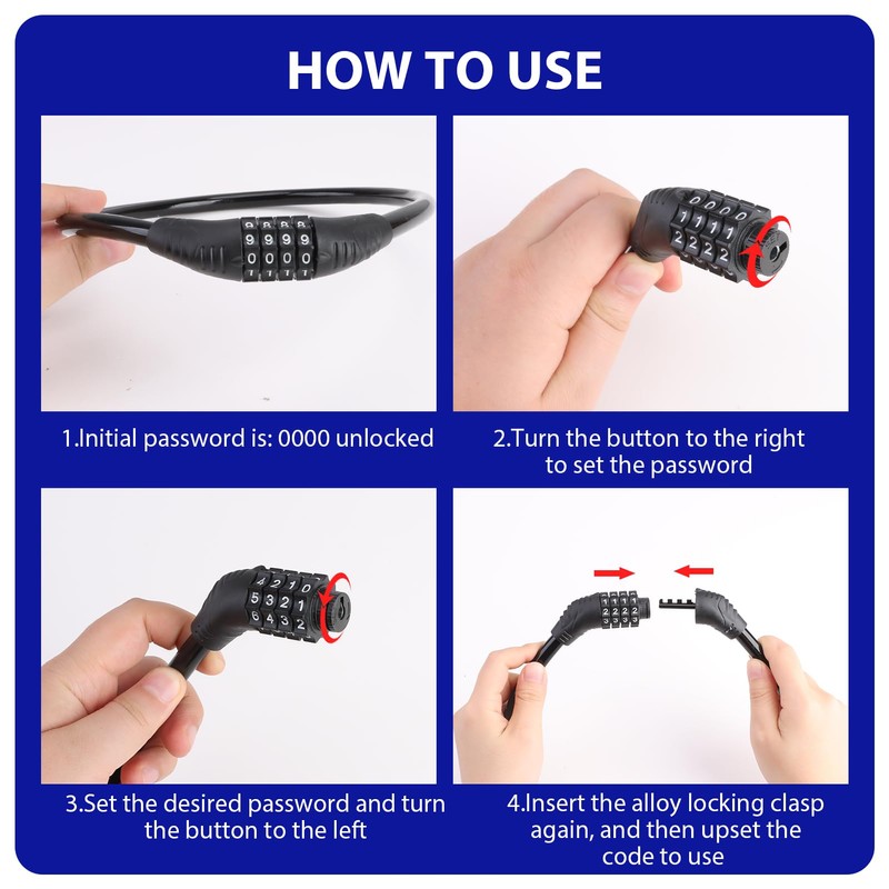 Bicycle Lock Combination Lock 4 Digit Bicycle Lock Bike Lock