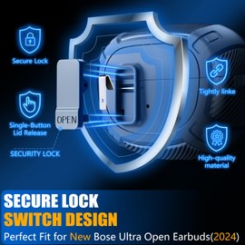 Ljusmicker for Bose Ultra Open Earbuds Case Cover 2024 with Cleaner Kit,Military Hard Cover with Lock for Bose Open Ear Earbuds Charging Case Accessories with Keychain for Men Women-Blue