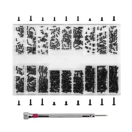 Yenblow 500 Pcs Tiny Micro Repairs Screws, Black M1.2/M1.4/M2.0 Laptop Screws Assortment Kit, Glasses Screws Replacement for Glasses, Watches Hard Drive SSD Repair Screws, with Screwdriver