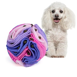 Larimuer Pet Snuffle Ball - Puzzle Sniffing Interactive Dog Toy for Blind Dogs Training & Stress Relief - Treat Ball, Machine Washable (15cm, Pink & Purple)