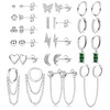 Kakonia 29Pcs 14K Gold Plated Stud, Hoop, Dangle Earring Set