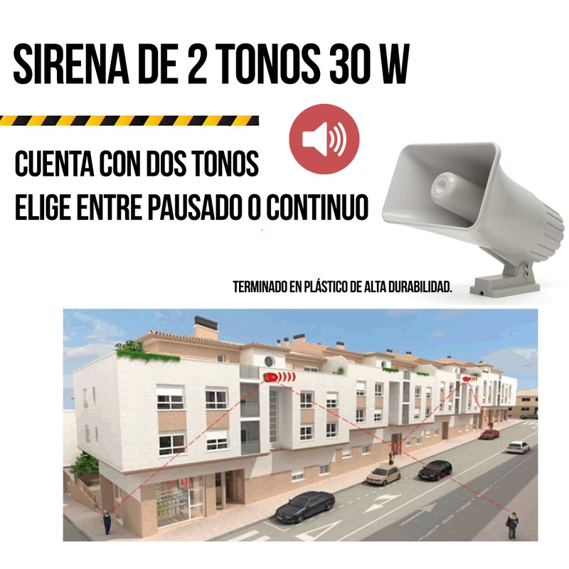 SFIRE Sirena de 2 tonos 30 W/ Sonido 118 dB.