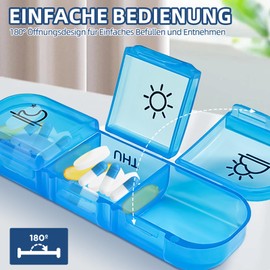 Pill Box 7 Days – Pill Box 7 Days with 3 Compartments – Medication Box 7 Days for Morning Lunch Evening – Tablet Organiser for On the Go and Travel – Gicctyble