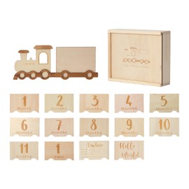 Wooden Milestone Cards Baby - 14 Premium Milestones Wooden Boards Train Shape Gift for Birth and Baby Shower for Pregnant Mothers Expectant Parents