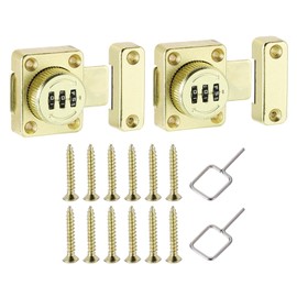 MECCANIXITY Cabinet Combination Lock Twist Knob Keyless Lock 3-Digit Password Latch Lock for Small Door Cabinets Barn Door Bathroom Outdoor Garage Garden(Pack of 2, Gold)