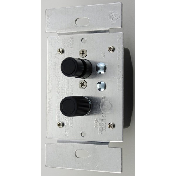 Classic Accents Single Pole 600 Watt Black Button Antique Push Button Dimmer Light Switch