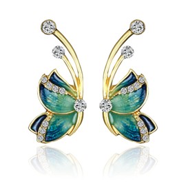 TIANBANGSHI Simple Hypoallergenic Enamel Blue Monarch Butterfly Stud Earrings Tiny Cute Crystal Insect Butterfly Stud Earrings for Women Jewelry Gifts (butterfly)