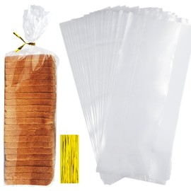 Clear Bread Bags with Ties, 30 Reusable Plastic Bags for Homemade Bread and Bakery Use, 50 Adjustable Ties