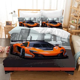 Gegeryozer Racing Car Bed Linen 200 x 200 cm for Children Boys Racing Duvet Cover 1 x Motorsport Microfibre Duvet Cover + 2 x Pillowcases 50 x 75 cm (SC4)