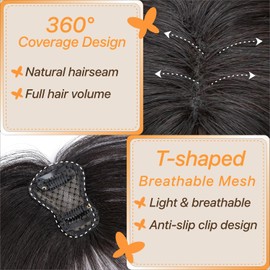TESSHAIR Clip In Fringe 360° 3D Cover Clip in Side Bangs 100% Real Human Hair Toppers with Side Bangs Natural Fringe Clip in Hair for Women(Natural Black, 10g)