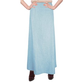 Baby'O Falda básica larga al tobillo elástica para mujer, Azul claro, 2