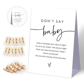 Don't Say Baby Baby Shower Game,Baby in Bloom Baby Shower Decorations,Mini Clothespins for Baby Shower,Neutral Baby Shower Decorations,Little Cutie Baby Shower,1 Sign & 50 Mini Clothespins Set-D7
