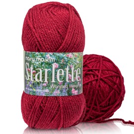Mary Maxim Starlette Yarn - Acrylic Worsted Weight Yarn 4, Crochet Yarn and Knitting Yarn for Afghans, Blankets, Clothing and Crafts, 4 Ply Ultra Soft Yarn 180 Yards, Red Wine