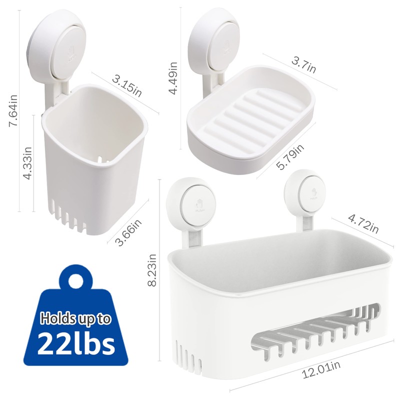 SWAMTIK Shower Caddy Suction Cup Sets, Shower Shelf No Drilling