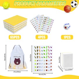 SENLINLIN Mahjong Game Large Stones 65 Blocks 30 mm Mahjong Seaside Escape Game with DIY Stickers for Family Adults and Children