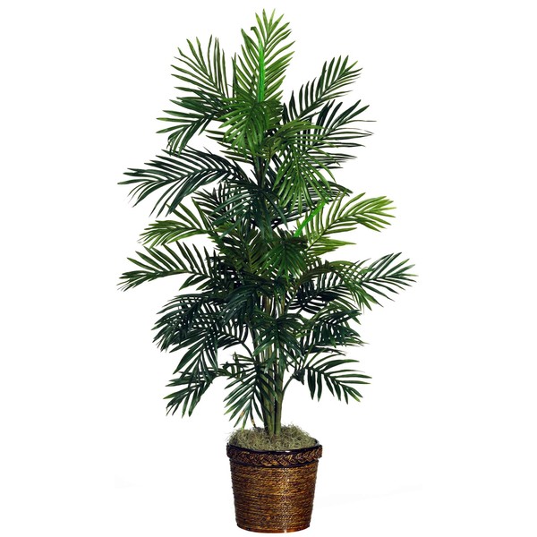 Nearly Natural 5263-0308 56in. Areca Palm Silk Tree with Basket,Green,10" x 10" x 48"