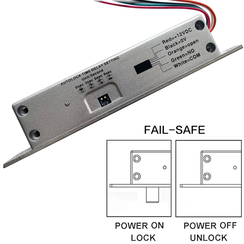 UHPPOTE Fail-Safe Deadbolt Electric Drop Bolt Lock 12V for Narrow