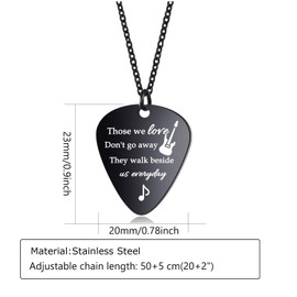 Cremation Jewelry Guitar Pick Urn Necklaces for Ashes for Women Men Cremation Keepsake Memorial Human Ashes Pendant for Loss of Loved Ones (Black)