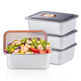 Betinyar 4pcs Stainless Steel Food Containers with Lids, Reusable Food Storage Containers, Multipurpose Prep Containers Metal Lunch Container