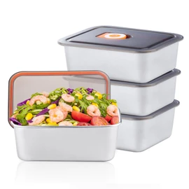 Betinyar 4pcs Stainless Steel Food Containers with Lids, Reusable Food Storage Containers, Multipurpose Prep Containers Metal Lunch Container