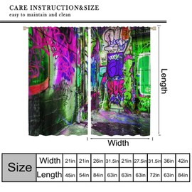 AAVEUP - Cortinas de decoración de graffiti callejero para habitación de niños, arte abstracto moderno, rap callejero, pared de graffiti morado, cortinas de ventana con impresión para niños y niñas,