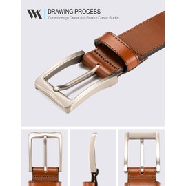 WOLFANT Men's 35mm Dress Casual Belt,100% Italian Full Grain Real Solid Leather