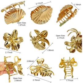 7Pcs Small Gold Hair Claw Clips for Women Metal Hair Clip for Thick & Thin Hair Shiny Alloy Gold Accessories for Half Up Half Down Hairstyle