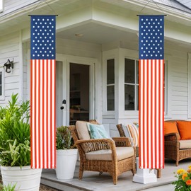 SETRUE 4th of July Decorations Outdoor, Patriotic Decorations Hanging American Flag Banners Porch Sign for Veterans Memorial Labor Presidents Flag Election Day (2 Pcs)