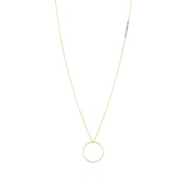 SIYOMONT Long Pendant Necklace 14K Gold Plated Karma Circle Birthstone Y Chain for Women Jewelry Gift-March