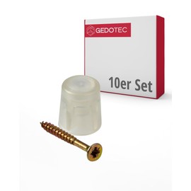 Gedotec Rubber Door Stopper with Mounting Material | Pack of 10 Premium Plastic Door Stoppers - Transparent | Door Stopper Floor for Gluing + Screws | Door Stopper Small for Room Doors