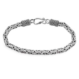 Savlano 925 Sterling Silver Oxidized 6MM Round Byzantine Chain Bracelet - Bali Bracelet for Women and Men come in 7, 7.5 and 8” Inches with Gift Box - Made in Italy (8)