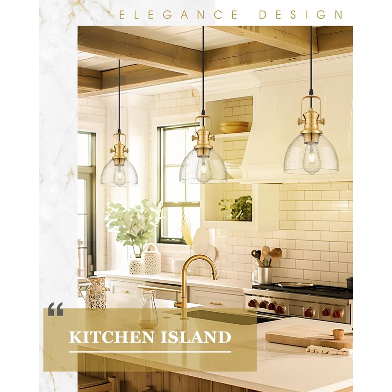 Audickic Pendant Lights Kitchen Island, 7.5" Farmhouse Pendant Lighting with