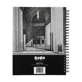 Soho Urban Artist Sketchpad (75lb/110gsm), 100 Sheets of Spiral Bound Sketch Book for Artist Pro & Amateurs, Colored Pencil, Charcoal and Graphite for Sketching, 9x12"