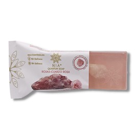 JABÓN con ACEITE ESENCIAL DE ROSAS y CUARZO | Hecho con Glicerina de Coco | Aceite Escencial | Vegano | Biodegradable | Empaque de jabón compostable (Rosas - Cuarzo Rosa)