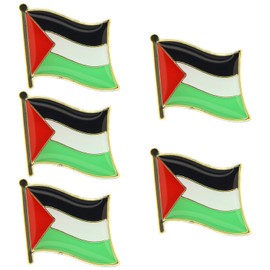 Pack of 5 Palestinian Flag Badges, Flag Pins, Brooches, Medals, Lapel Pins, Bracelets, Suitable for Hats, Collars and Clothing, NO