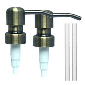 Metal Lotion Dispenser Replacement Pump, 2CC, 28/400 (Antique Brass, Round Top) (Pack of 2)