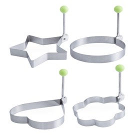 Egg Mould, 4 Pieces Fried Egg Mould, Stainless Steel Pancake Mould, Foldable Fried Egg Moulds for the Pan, Fried Egg Suitable for Omelets, Poached Eggs, Burgers, Patties, Waffles, Pancakes, Sandwiches