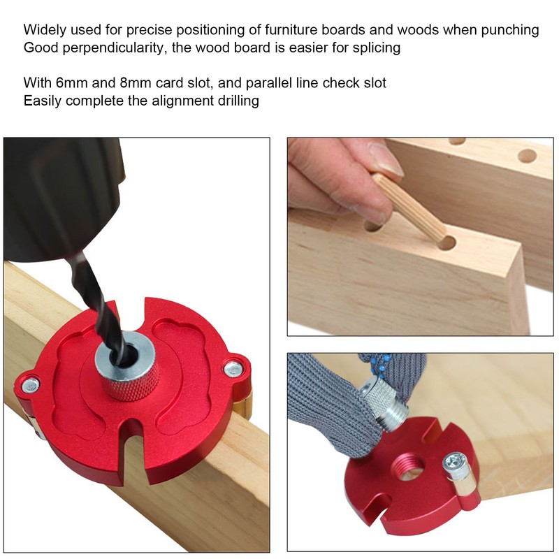 Self Center Dowel Jig Aluminum Alloy Hole Puncher Locator Precise