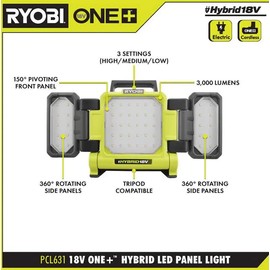 RYOBI ONE+ 18V Cordless Hybrid LED Panel Light (Tool Only) - PCL631B