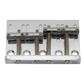 Musiclily Fixed Hardtail Bass Bridge for 4-String Fender Precision Bass and Jazz Bass, Chrome