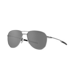 Oakley Men's OO6050 Contrail TI Aviator Sunglasses, Satin Chrome/Prizm Black Polarized, 57 mm