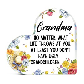 Christmas Gift For Grandma Grandmother Christmas Gift Grandma Gifts From Grandkids Grandson Granddaughter Grandchildren Acrylic Heart Shaped Plaque Gift For Grandma Grandmother Nana