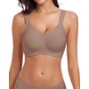 WOWENY Wireless Bras Padded with Support Seamless V Neck Lace