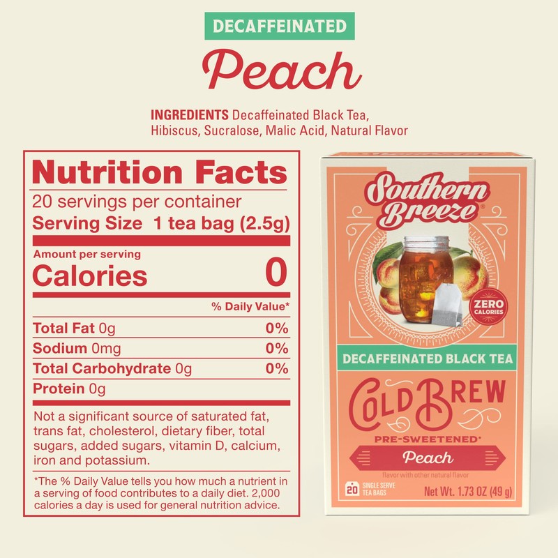 Southern Breeze Decaf Cold Brew Sweet Tea Peach Iced Tea
